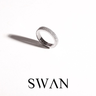 SWAN - Pave Rows Pinky Ring แหวนนิ้วก้อย แหวนเงินแท้ แหวนเรียบๆ ใส่ได้ทุกวัน ฝังเพชร cubic zirconia คิวบิกเซอร์โคเนีย