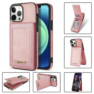 เคสโทรศัพท์มือถือหนัง แบบฝาพับ พร้อมช่องใส่บัตร สําหรับ iPhone 15 14 13 12 Mini 11 Pro XS Max XR X 7 8 Plus Se