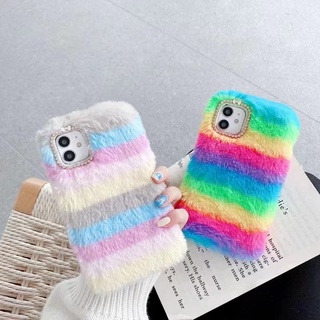 case Tecno Camon 16 18 19 Techno Pova 2 3 4 Neo Pop 5 Lte Spark 10 6 GO 2023 8c Pro เคสโทรศัพท์ ผ้ากํามะหยี่ขนนิ่ม สีรุ้ง หลากสี