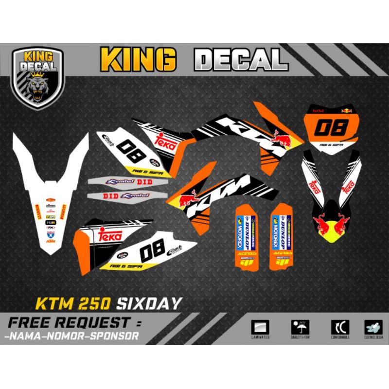 DECAL KTM 250 SIXDAY DECAL KTM 85 DECAL KTM RED BULL