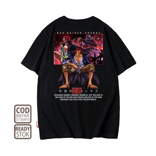 คอลูกเรือเสื้อยืดคอกลมเสื้อยืด พิมพ์ลายอนิเมะญี่ปุ่น AKAGAMI ONE PIECE 0056 ALVACOTH พรีเมี่ยมผ้าฝ้ายแท้