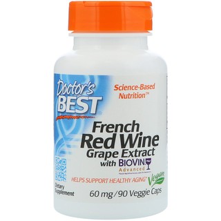 Doctors Best, French Red Wine Grape Extract, 60 mg, 90 Veggie Caps