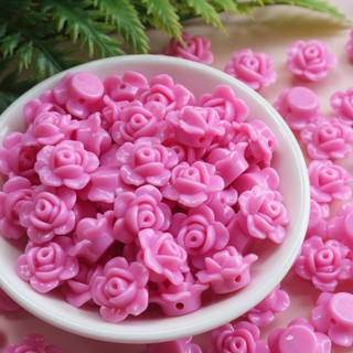 ลูกปัดกุหลาบสีชมพู size 13mm. 50ชิ้น