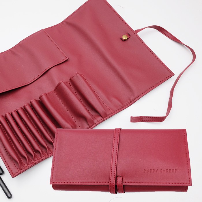 SB09 ซองใส่แปรงแต่งหน้า เปล่า makeup brush bag สีแดงเข้ม ใส่แปรงยาวได้ 10 ชื้น