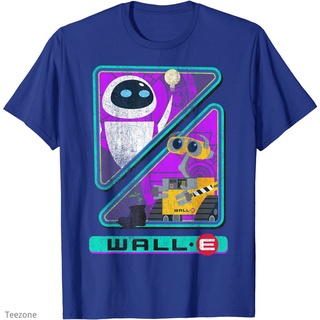 เสื้อยืดคอกลม แขนสั้น ผ้าฝ้าย พิมพ์ลายกราฟฟิค Pixar Wall-E Triangles And Eve แฟชั่นฤดูร้อน สําหรับผู้ชาย