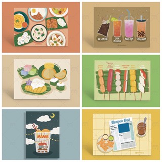 โปสการ์ดอาหารไทยน่ารักๆ Thai Food Collection Postcards