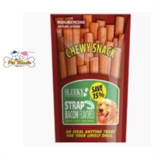 (รสเบคอน)SLEEKY Chewy Snack - Strap แบบแผ่น 175g.