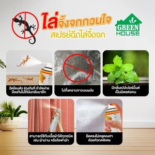 สเปรย์ ไล่จิ้งจก ตุ๊กแก 300 มล. หัวฉีดรุ่นพิเศษ สูตรธรรมชาติ GREEN HOUSE LIZARD REPELLENT SPRAY