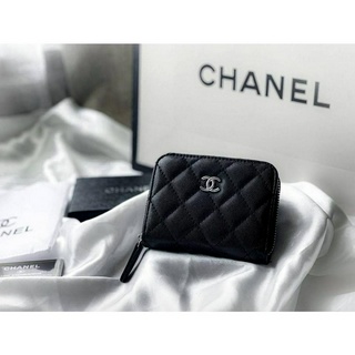 Chanel zipped coin purse กระเป๋าตังค์ งานซิป มาพร้อมกล่อง+ถุงผ้า+การ์ด งานหนังคาเวียร์✔️ ขนาด นิดหน่อย 5x4x0.9