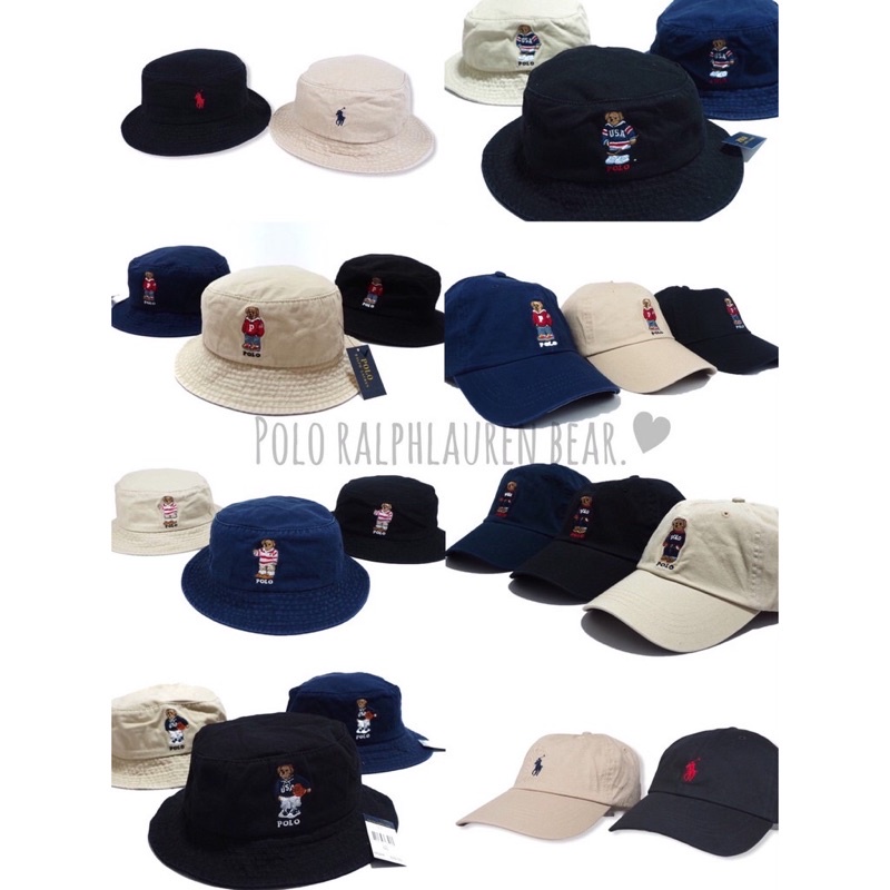 #พร้อมส่งภายใน24ชม. Polo Ralph Lauren  Bear Bucket , Cap hat