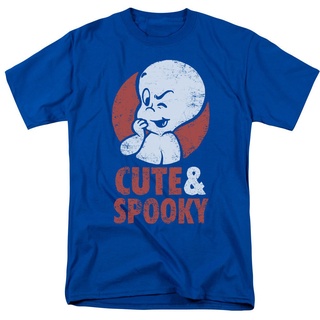 เสื้อยืดลําลอง ผ้าฝ้าย ขนาดเล็ก พิมพ์ลาย Casper The Friendly Ghost Spooky สําหรับผู้ชายS-5XL