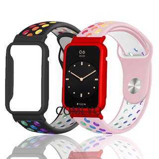 เคสซิลิโคน PC สีรุ้ง พร้อมสายคล้อง สําหรับ Xiaomi Mi Band 7 Pro