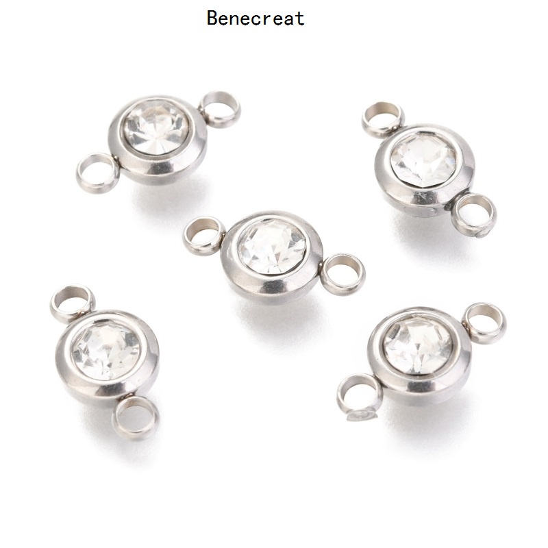 Benecreat ตัวเชื่อมต่อ สเตนเลส 304 ทรงกลมแบน 12x6.5x4 มม. รู 2 มม. 50 ชิ้น