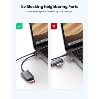 UGREEN หางหนู Type C ตัวแปลง SD/TF การ์ดรีดเดอร์ อ่านการ์ดกล้อง ต่อเข้าโทรศัพท์ได้ USB3.0 Adapter รุ่น CM401