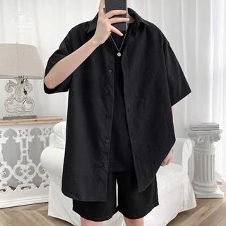 MNO.9 Shirt 1236 เสื้อเชิ้ตแขนสั้น ทรงหลวม สไตล์เกาหลี