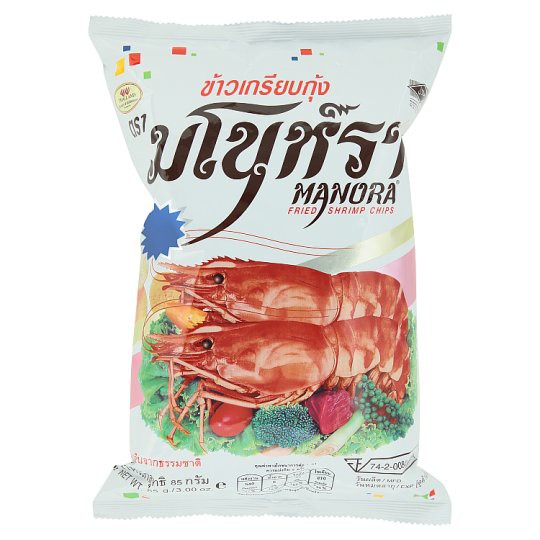 🔥HOT🔥 มโนห์รา ข้าวเกรียบกุ้ง 85กรัม Manohra Shrimp Cracker 85 gm.