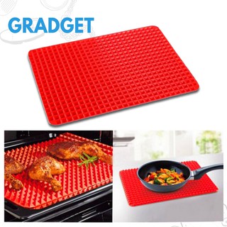 แผ่นรองอบอาหาร ซิลิโคน แผ่นรองอบไมโครเวฟ กรองน้ำมัน ทรงพิรามิด 38cm สีแดง Pyramid Silicone Baking Mat By Gradget