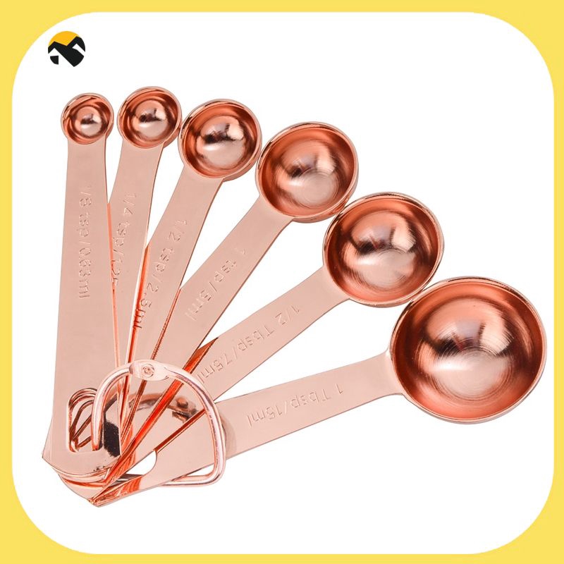 Ready All stainless steel measuring spoon rose gold 6 piece set with ...