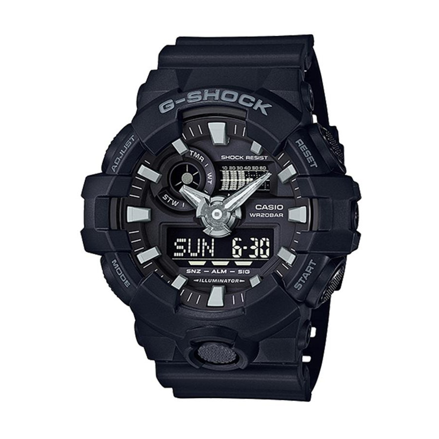 Casio G-Shock นาฬิกาข้อมือผู้ชาย สายเรซิ่น รุ่น GA-700,GA-700-1B,GA-700-1BDR - สีดำ