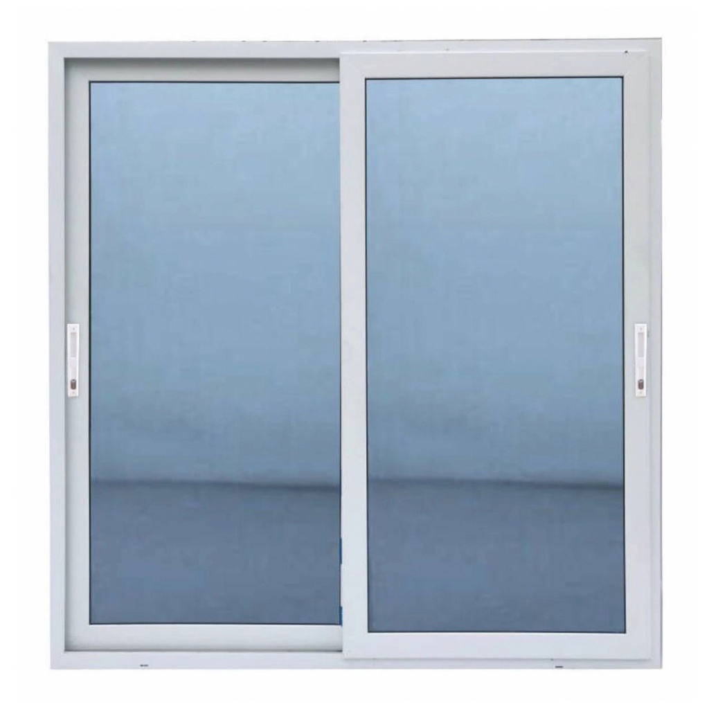 WELLINGTAN ประตูไวนิล บานเลื่อน SS (กระจกสีฟ้าสะท้อนแสง) RBD002 200×205ซม. สีขาว พร้อมมุ้ง