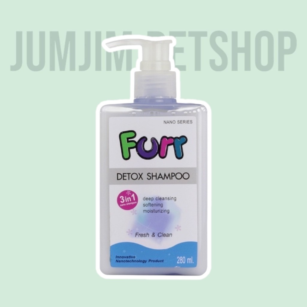 Nano Furr Detox Shampoo 280มล.แชมพูทำความสะอาดสำหรับสัตว์เลี้ยง สูตรบำรุงผิวหนังและเส้นขน ด้วยน้ำมันขนแกะ โปรตีนน้ำนม