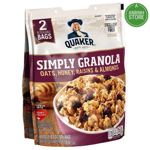 American Granola Cereals - อัลมอนด ์ ลูกเกดสําเร ็ จรูป - Quaker Granola Almonds