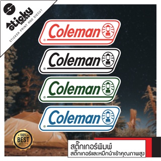 coleman สติ๊กเกอร์แคมป์ปิ้ง ลาย coleman พื้นสีขาว สติ๊กเกอร์ติดได้ทุกที่