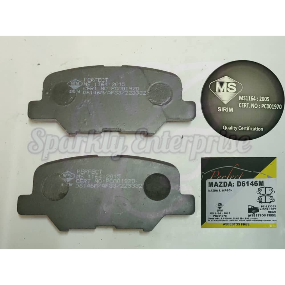 ผ้าเบรคหลัง D6146 MAZDA 6 , WAGON GJ