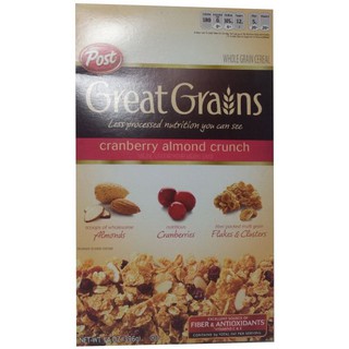 อาหารเช้าซีเรียลPost Great Grains Cranberry Almond Crunch 396g