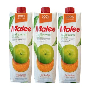 มาลี น้ำส้มเขียวหวาน 100% 1000 มล. X 3 กล่อง Malee 100% Tangerine Juice 1000 ml. X 3 boxes