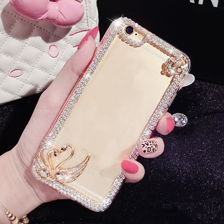 เคสโทรศัพท์มือถือ TPU นิ่ม แบบใส ลายหงส์ และแมวน่ารัก ประดับคริสตัล เพชร แฮนด์เมด สําหรับ VIVO Y27 Y36 Y16 Y02S Y35 Y22S V27E V25E V23E Y76S Y21 Y21S Y33S Y15S V21E 4G Y73 Y20S Y20i Y12S