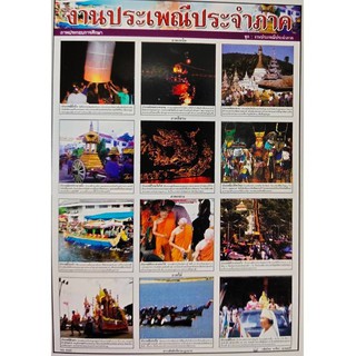 โปสเตอร์เรื่องงานประเพณีประจำภาค ภาพประกอบการศึกษา โปสเตอร์สื่อการเรียนรู้ โปสเตอร์กระดาษ No.4005