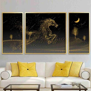 SB Design Square รูปพร้อมกรอบ DoseArt รุ่น Golden Horse approx. คละไซน์ (SET 3 PC.) (160x80x0 ซม.)