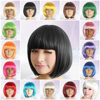 BACKSTAGERET4FC3 Bob Hair Wigs Party 14 สีสั้นฮาโลวีน