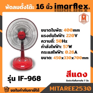 พัดลม ตั้งโต๊ะ ขนาด 16 นิ้ว Imarflex สีแดง