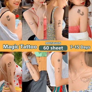 【MEET Magic Tattoo】สติกเกอร์รอยสักชั่วคราว กันน้ํา ติดทนนาน 15 วัน 60 แผ่น