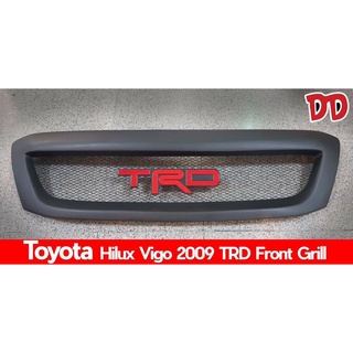 B.S.D กระจังหน้าแต่ง TOYOTA VIGO 2009 สีดำด้าน+ตัวหนังสือ TRD สีแดง งาน ABS  ทรงตระแกรง