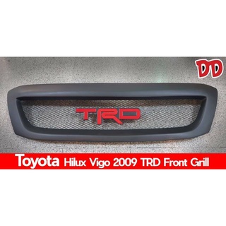 B.S.D กระจังหน้าแต่ง TOYOTA VIGO 2009 สีดำด้าน+ตัวหนังสือ TRD สีแดง งาน ABS  ทรงตระแกรง