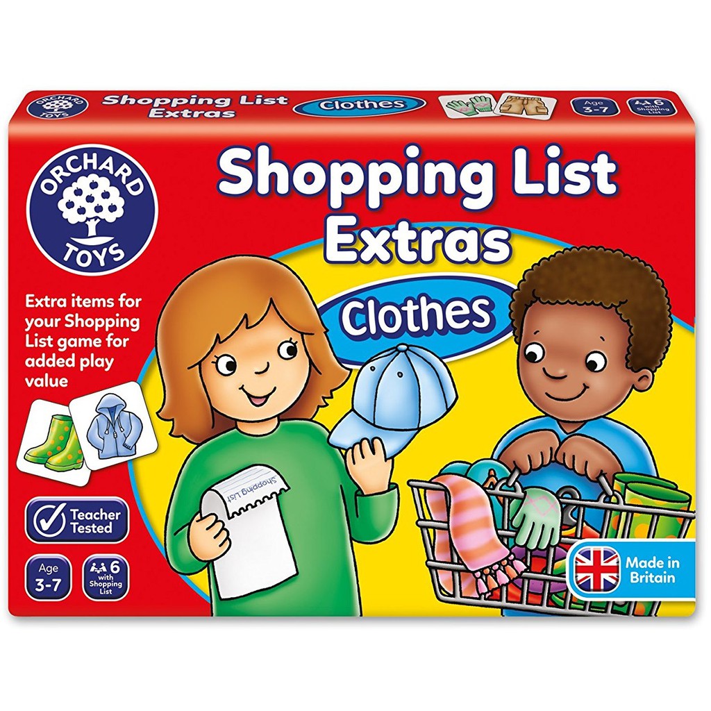ORCHARD TOYS, Shopping List Extra-Clothes บอร์ดเกมส์เด็ก เสริมความจำ การจับคู่ 3-6 ปี ลิขสิทธิ์แท้