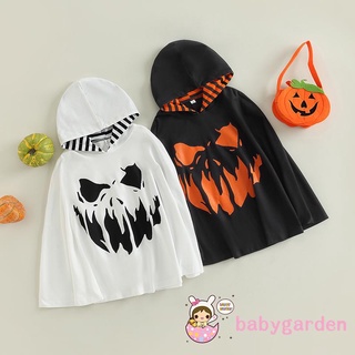 Babygarden เสื้อคลุม มีฮู้ด พิมพ์ลายฮาโลวีน ทรงหลวม สีดํา สีขาว สําหรับเด็กอายุ 2-6 ปี