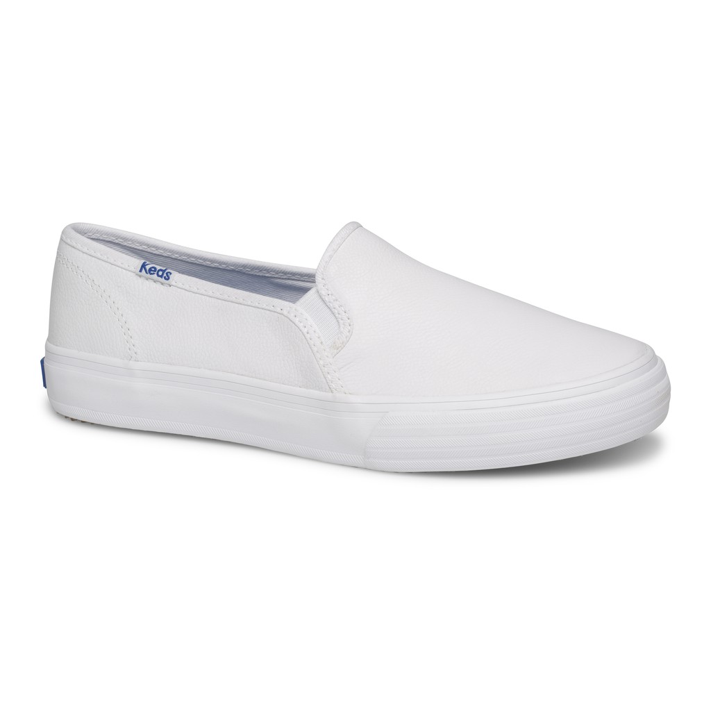 รองเท้า KEDS-WH59799 DOUBLE-DECKER LEATHER-WHITE รองเท้า ผ้าใบผู้หญิง แบบสลิปออน หนังสี ขาว