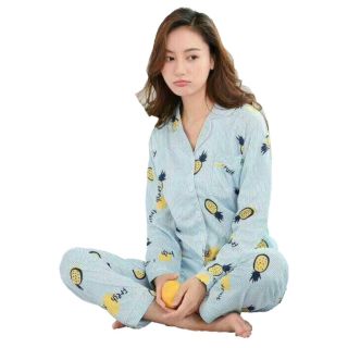 ชุดนอน แขนยาวขายาว ผ้าคอตตอน cotton long sleeved pajamas