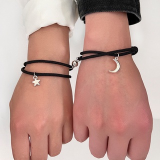 pcs / ชุดสร้อยข้อมือคู่สร้อยข้อมือคู่ลูกปัดคู่สร้อยข้อมือแม่เหล็กดวงจันทร์คู่สร้อยข้อมือมิตรภาพสร้อยข้อมือวันวาเลนไทน์