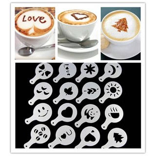 ที่ทำลายกาแฟ มีลายน่ารักๆให้ 16 ลาย Coffee Art 16Pcs/set 👍👍☕☕สินค้าพร้อมส่งจ้า🙏🙏