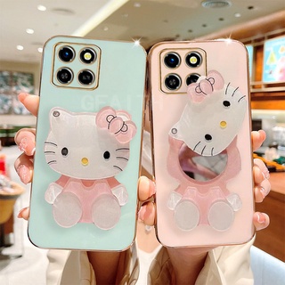 New เคส Infinix Smart 7 6 HD ZERO 5G 2023 20 ZERO20 SMART6 Fashion Soft Case Plating with Cute Cartoon Kitty Makeup Mirror Cover เคสโทรศัพท์ Infinix Smart7 X6515 SMART6HD อินฟินิกซ์ซีโร่20 Camera Lens Protection