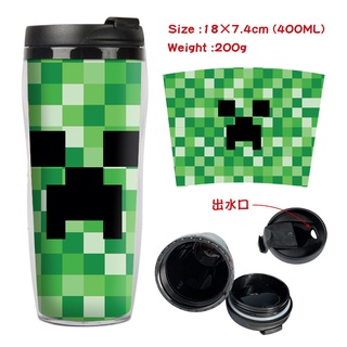 Minecraft ขวดน้ํา สองชั้น ลายการ์ตูนเกมกระบะทราย ความจุขนาดใหญ่ สําหรับเด็ก