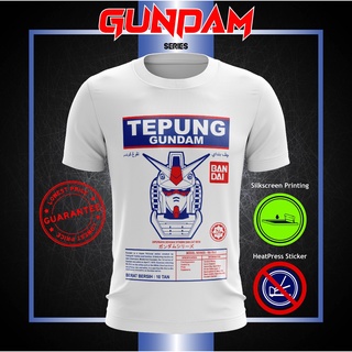 เสื้อยืดผ้าฝ้าย เสื้อยืด ผ้าฝ้าย 100% พิมพ์ลาย Lelaki Perempuan UNISEX TEPUNG GUNDAM สําหรับผู้ชาย