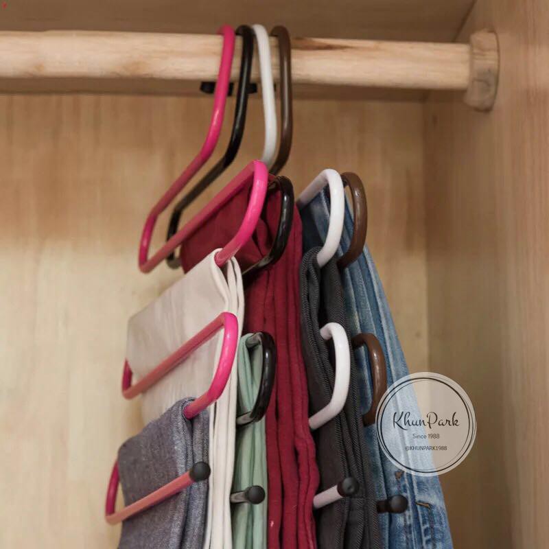 ไม้แขวนกางเกง 🎀 แขวนได้ทั้ง ผ้าพันคอ เนคไท เพิ่มเนื้อที่ในตู้เสื้อผ้าให้สามารถแขวนเสื้อผ้า kp99 - รูปที่ 4