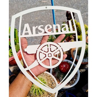 ARSENAL โลโก้อาร์เซนอล เหล็กตัดเลเซอร์ 30x26 cm.  สีขาว ใช้สีพ่นรถยนต์ ภายนอก 2k สูตร 2/1 ทนทุกสภาวะอากาศ ติดตั้งง่าย