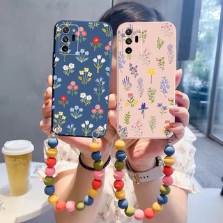 เคสโทรศัพท์มือถือ ขอบสี่เหลี่ยม ลายดอกไม้ พร้อมสายคล้องโซ่ หรูหรา สําหรับ Samsung Galaxy Note 20 Ultra A30 A20 A50S A10 A12 M12 M10